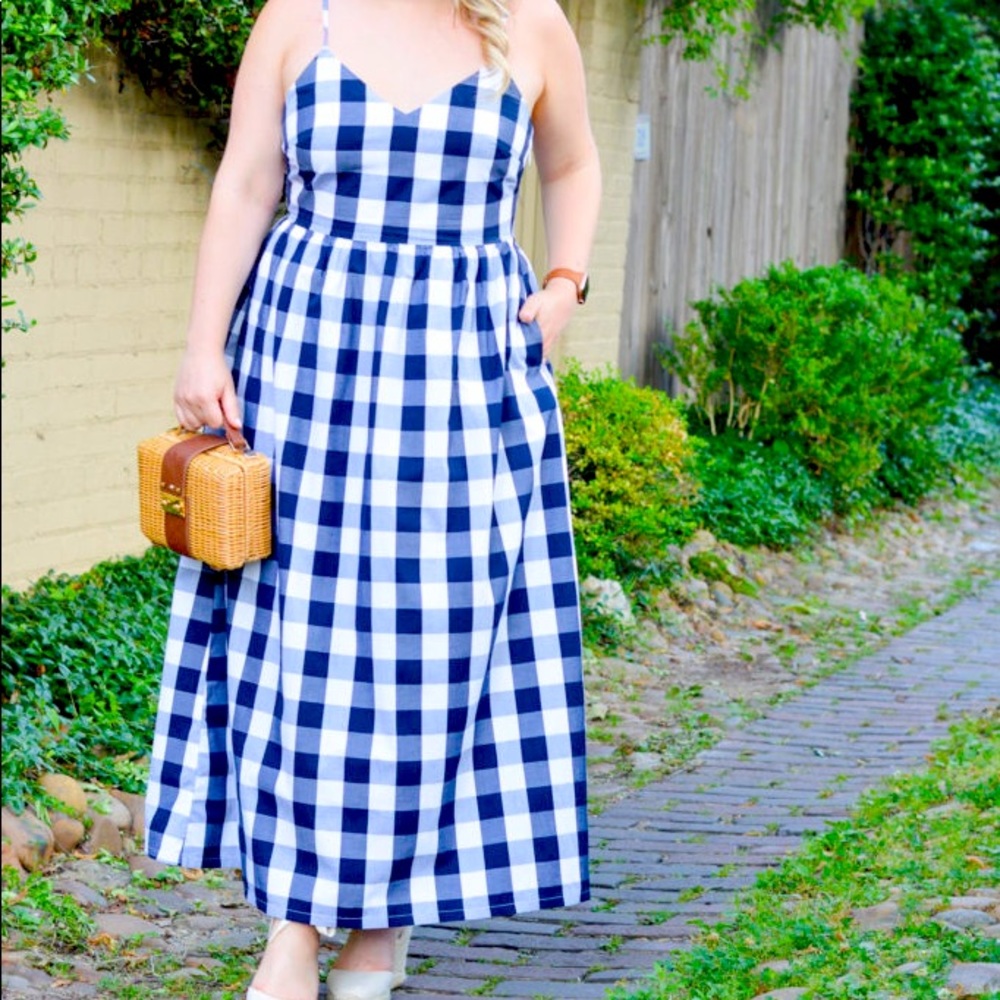 J. Crew gingham maxi dress size 4